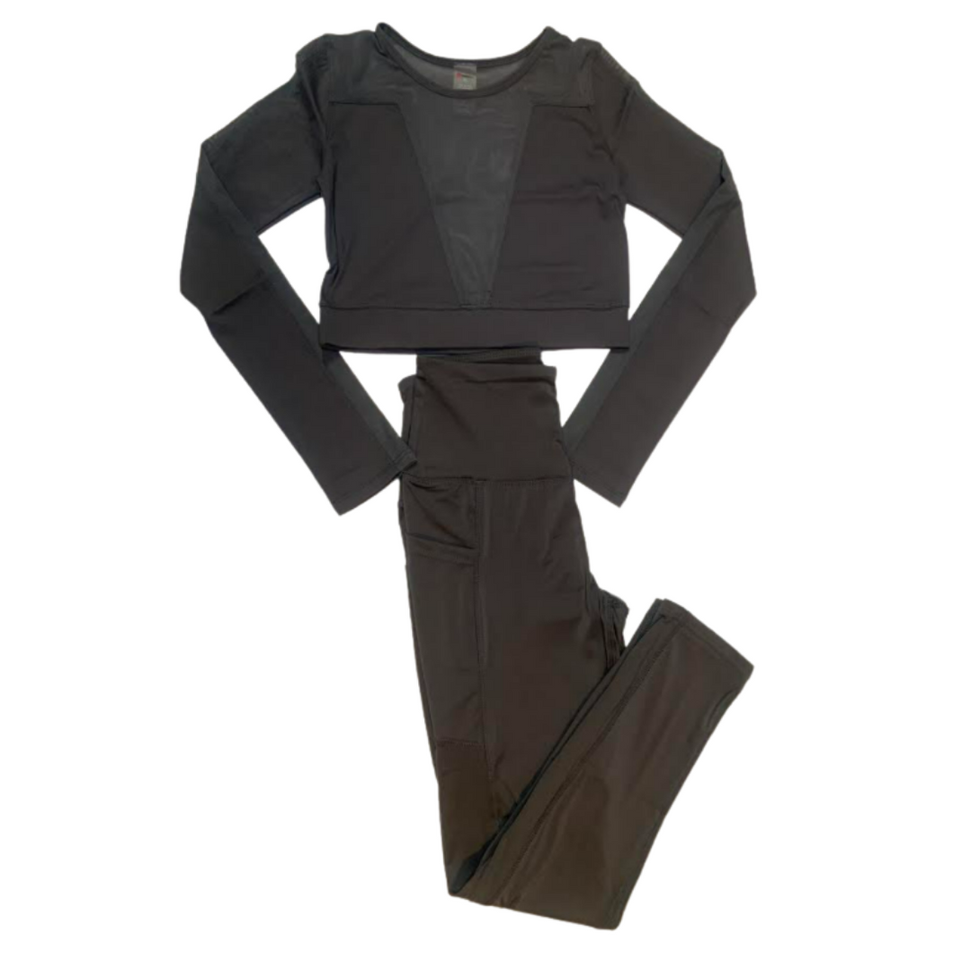 Crop Mesh Insert Legging Set